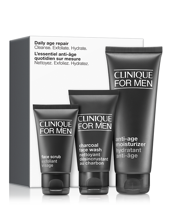 Coffret Daily Age Repair, Un ensemble indispensable pour une peau d&#039;apparence plus jeune. Comprend Clinique for Men™ Hydratant Anti-âge en taille vente.